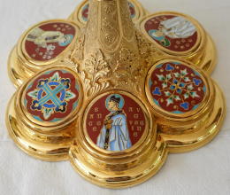 French antique solid silver gilt Gothic Chapel Set